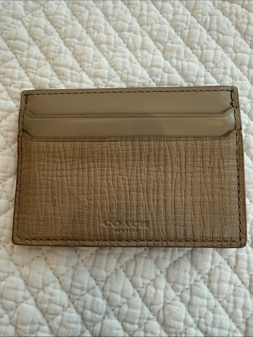 COACH Men's Taupe/Brown Leather Card Holder
